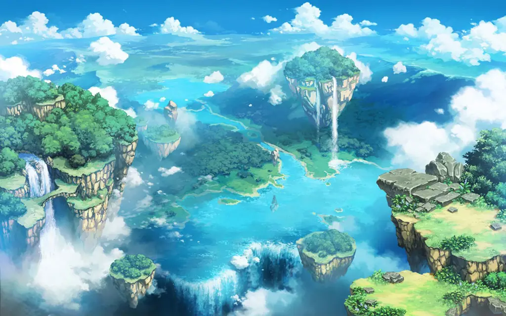 Pemandangan fantasi yang mungkin muncul di Shinmai Maou no Testament Season 2 Gambar pemandangan fantasi anime