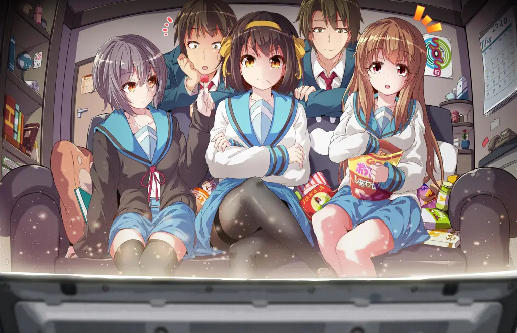 Karakter Anime Menikmati Anime Gambar karakter anime sedang menonton anime
