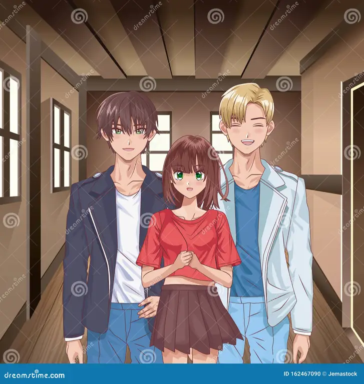 Pasangan anime dalam adegan mesra Pasangan anime dalam adegan mesra