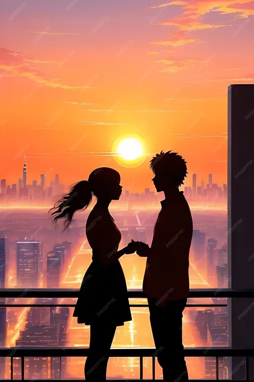 Pasangan Romantis dalam Anime Ilustrasi pasangan anime romantis