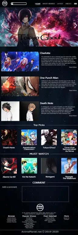 Blog Ulasan Anime Tata letak blog ulasan anime