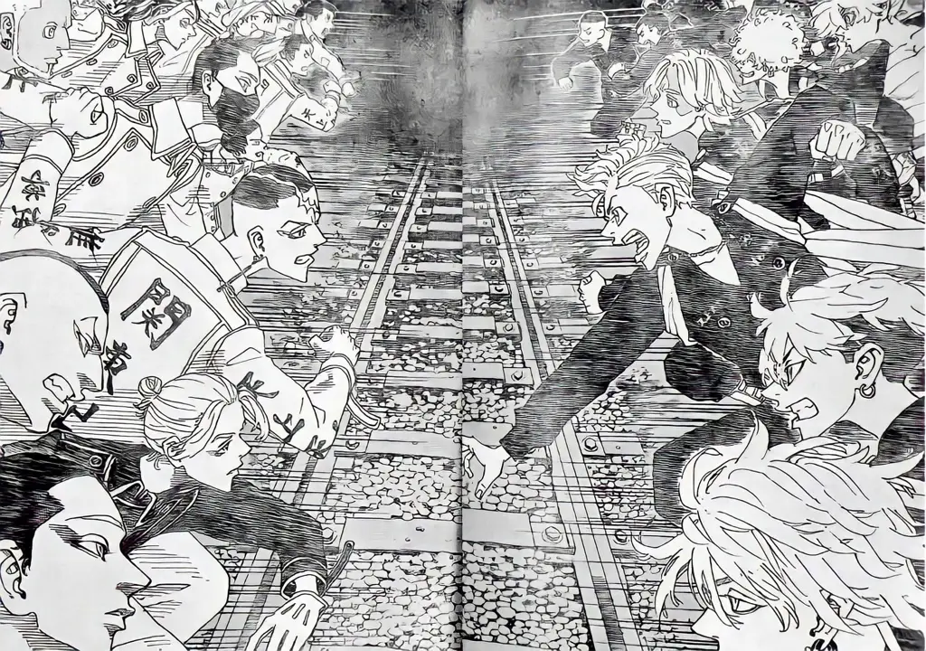 Pertarungan epik di Tokyo Revengers Gambar adegan pertarungan dalam Tokyo Revengers