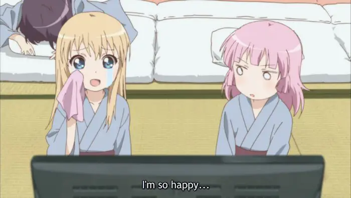 Menikmati Anime Bersama Teman Gambar karakter anime menonton anime bersama