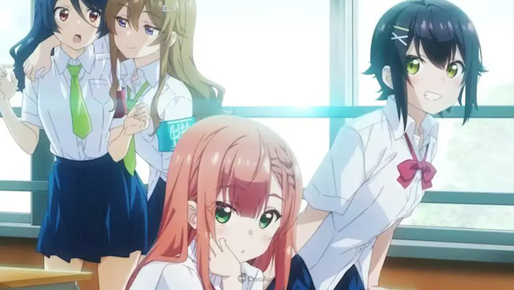 Gambar yang menampilkan adegan romantis antara Wakana dan Izumi Cuplikan adegan romantis dari anime Yumemiru Danshi wa Genjitsushugisha