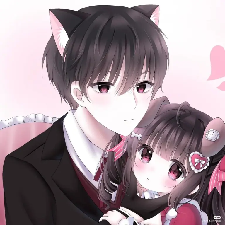 Ilustrasi pasangan anime yang manis Pasangan anime yang lucu dan menggemaskan