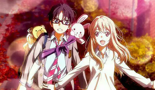 Menikmati anime bersama teman Karakter anime sedang menonton anime bersama