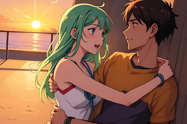 Ilustrasi pasangan dari anime romantis Ilustrasi pasangan anime romantis