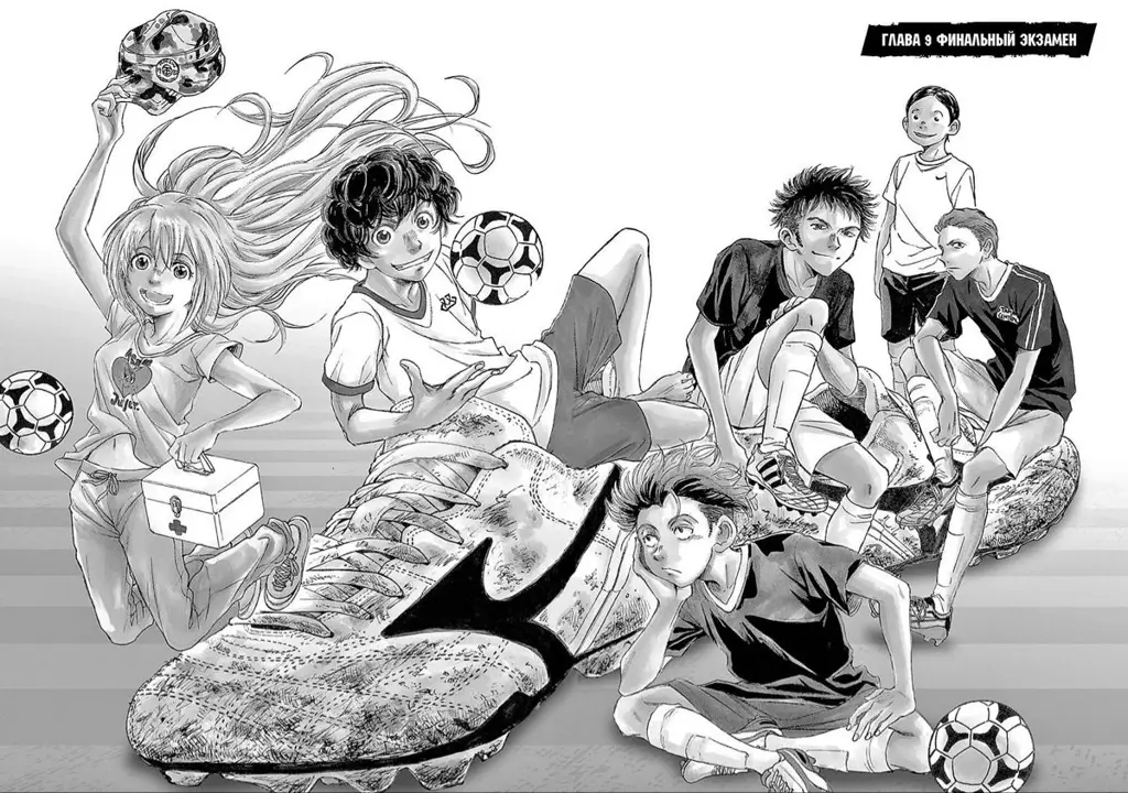 Karakter-karakter Ao Ashi Para karakter anime Ao Ashi sedang bermain sepak bola