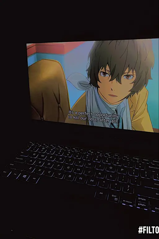 Menikmati Anime di Ponsel Seseorang menonton anime di ponselnya