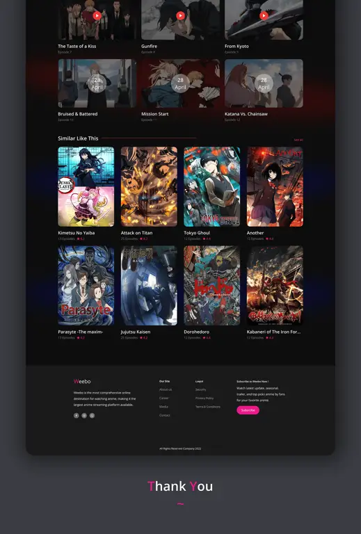 Contoh tampilan situs streaming anime Antarmuka situs streaming anime