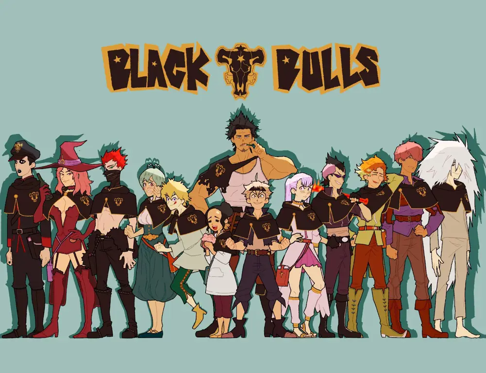 Kekuatan dan Persahabatan Black Bulls Para anggota Black Bulls, regu ksatria sihir tempat Asta bergabung