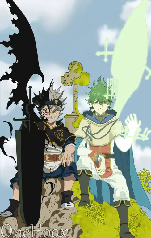 Persahabatan dan Persaingan Asta dan Yuno Asta dan Yuno dari Black Clover sedang berlatih bersama.