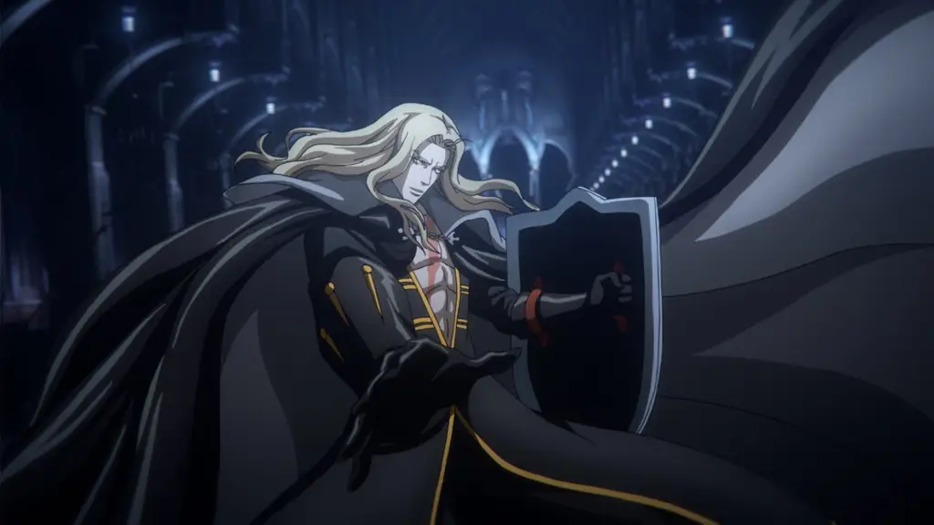 Adegan pertarungan yang epik dan detail Gambar adegan pertarungan dalam anime Castlevania Netflix