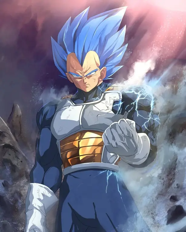 Vegeta sedang bertarung Vegeta dalam anime Dragon Ball Super