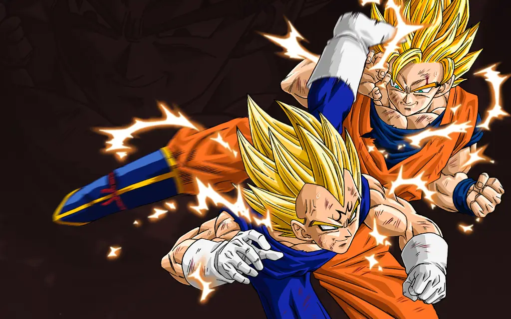Goku dan Vegeta dalam pertarungan sengit Gambar Goku dan Vegeta sedang bertarung