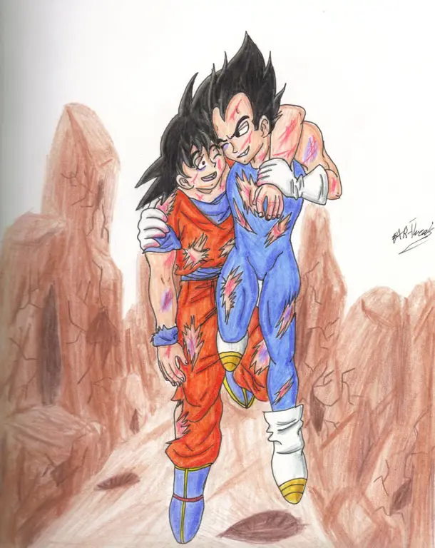 Goku dan Vegeta berlatih bersama Goku dan Vegeta berlatih untuk menghadapi musuh yang kuat