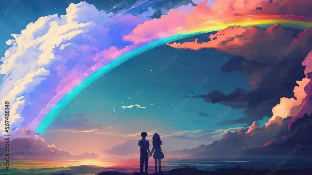 Menikmati anime bersama teman Para penggemar anime sedang menonton anime bersama-sama dengan ekspresi gembira