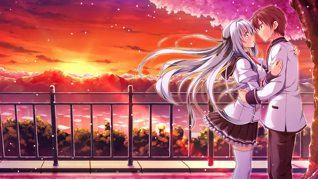 Karakter anime dalam suasana romantis Ilustrasi karakter anime dalam suasana romantis