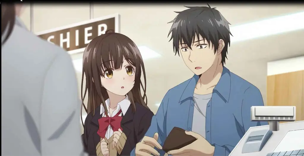 Karakter utama Higehiro Yoshida dan Sayu dalam anime Higehiro