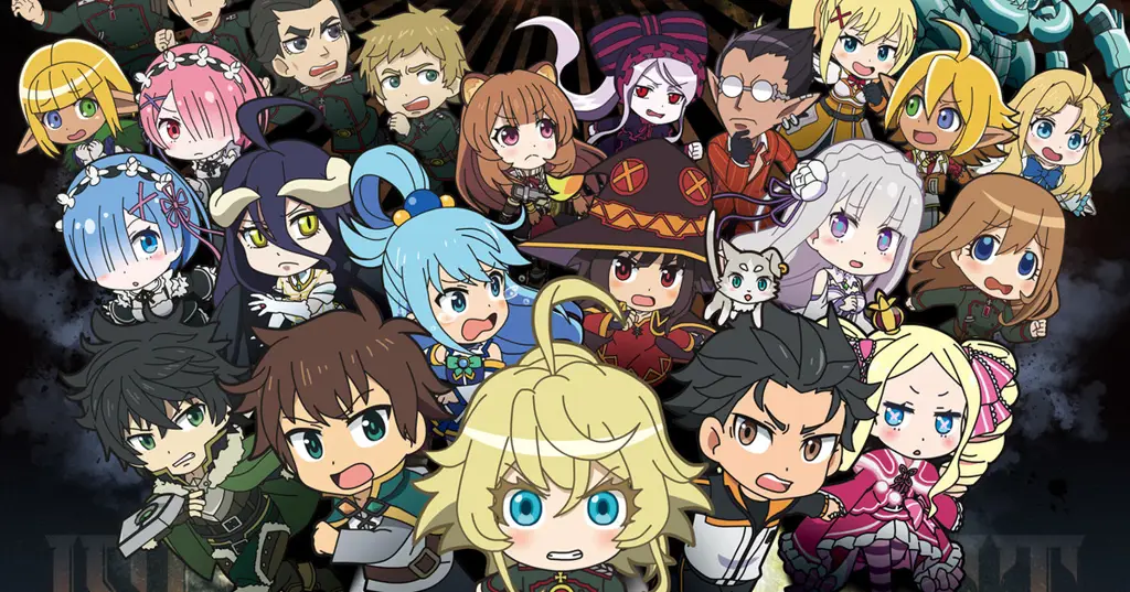 Ilustrasi pemandangan dunia fantasi di anime isekai Gambar pemandangan dunia isekai