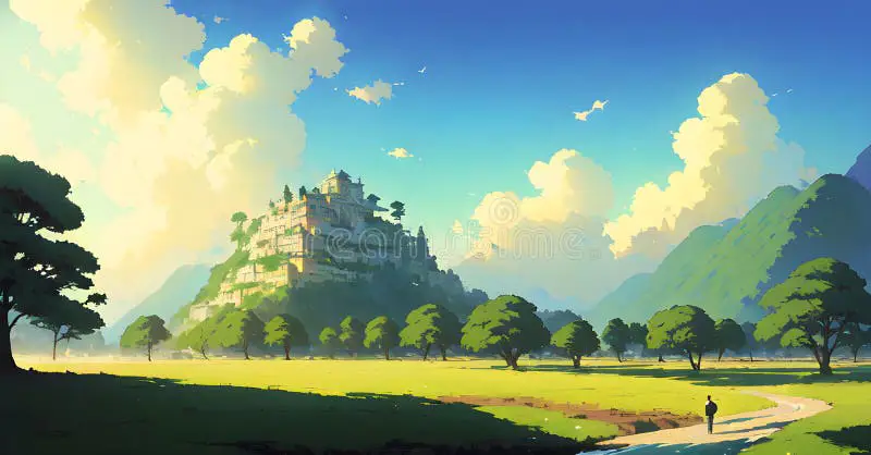 Dunia Fantasi Anime Isekai Gambar pemandangan anime fantasi