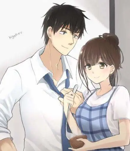 Yoshida dan Sayu, dua karakter utama dalam Higehiro Karakter Yoshida dan Sayu dalam anime Higehiro