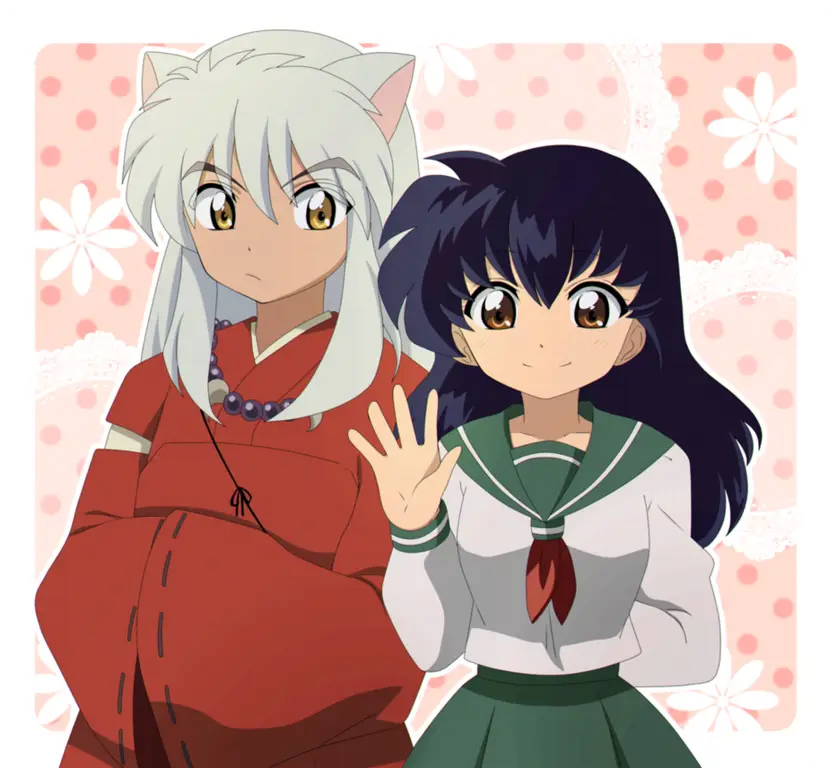 Inuyasha dan Kagome dalam petualangan mereka Gambar Inuyasha dan Kagome bersama