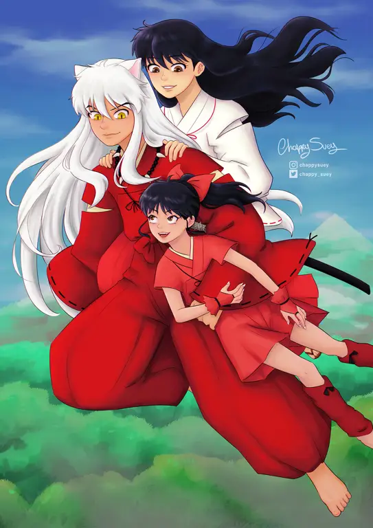 Inuyasha dan Kagome, pasangan utama dalam anime Inuyasha Gambar Inuyasha dan Kagome bersama