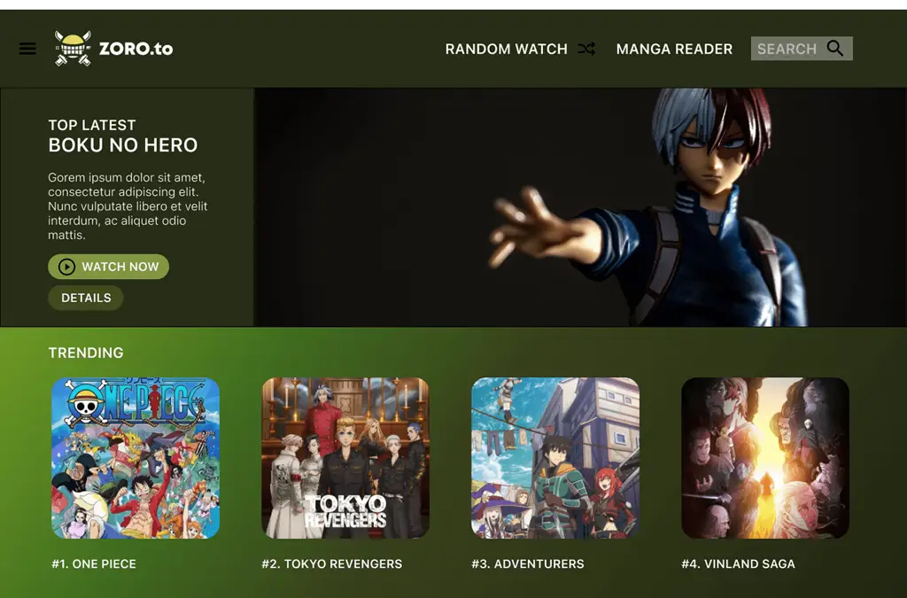 Contoh Antarmuka Situs Web Streaming Anime Gambar antarmuka situs web streaming anime