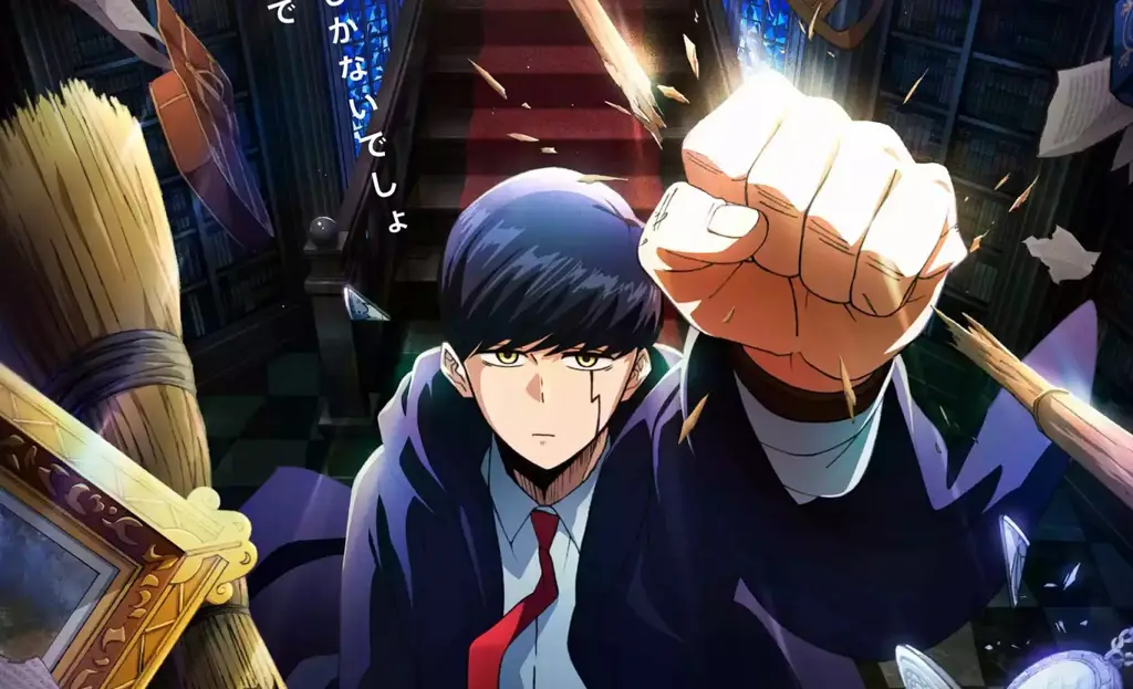 Adegan pertarungan menegangkan yang menampilkan kekuatan otot Mash Adegan pertarungan seru dalam anime Mashle