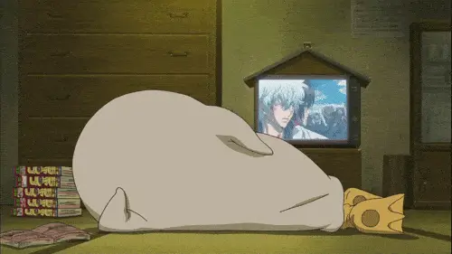 Menikmati Anime di Rumah Ilustrasi orang menonton anime di televisi