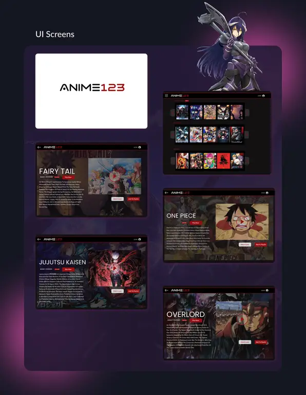 Antarmuka situs streaming Contoh tampilan antarmuka situs streaming anime