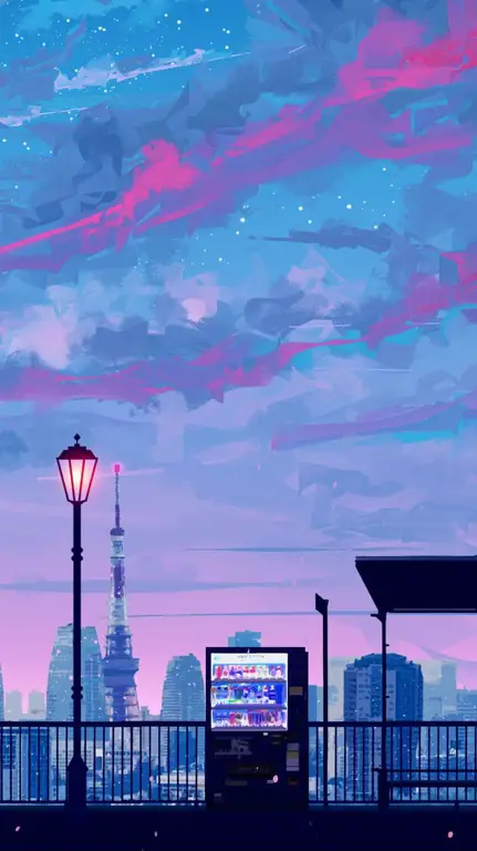 Suasana anime yang menawan Gambar latar belakang estetis anime