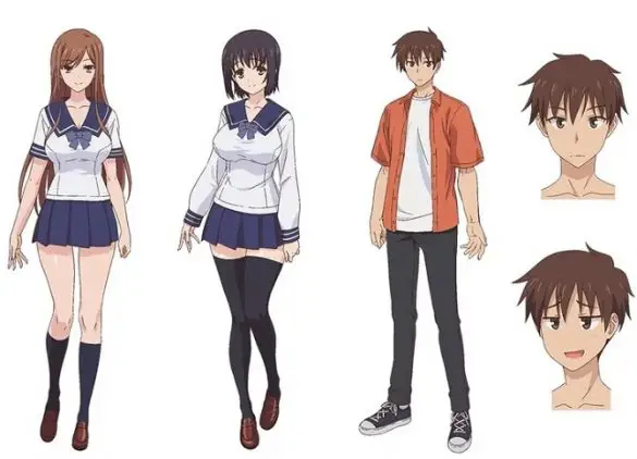 Visual kunci anime Overflow yang menampilkan karakter utamanya Visual kunci anime Overflow