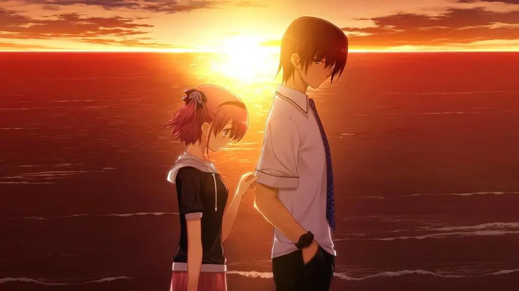 Momen Romantis di Anime Yuri Gambar pasangan anime Yuri menonton matahari terbenam
