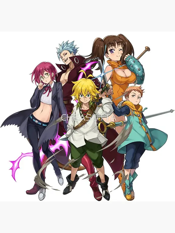 Karakter-karakter utama Nanatsu no Taizai Gambar para karakter Nanatsu no Taizai berkumpul