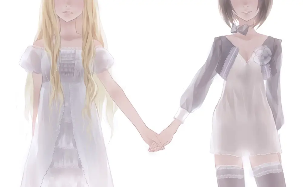 Persahabatan dan cinta dalam anime yuri Gambar dua gadis anime yang sedang bergandengan tangan