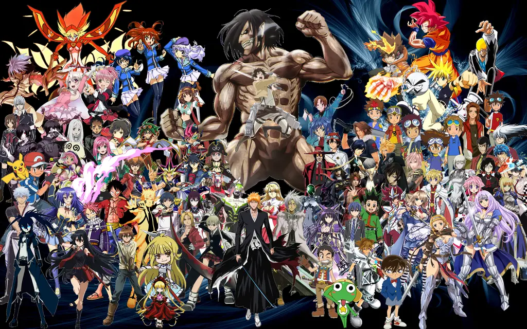 Menikmati Anime Bersama Teman Gambar ilustrasi karakter anime sedang menonton anime bersama-sama