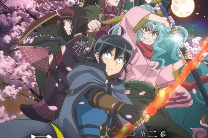 Para sahabat dalam petualangan seru di dunia Isekai Gambar para karakter utama anime Tsuki ga Michibiku Isekai Douchuu berkumpul