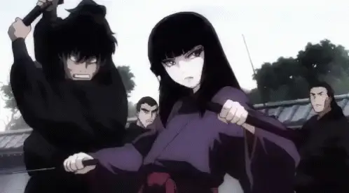 Pertarungan Sengit Ninja Adegan pertarungan ninja dalam anime Basilisk