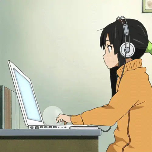 Menikmati Anime di Laptop Seseorang menonton anime di laptopnya