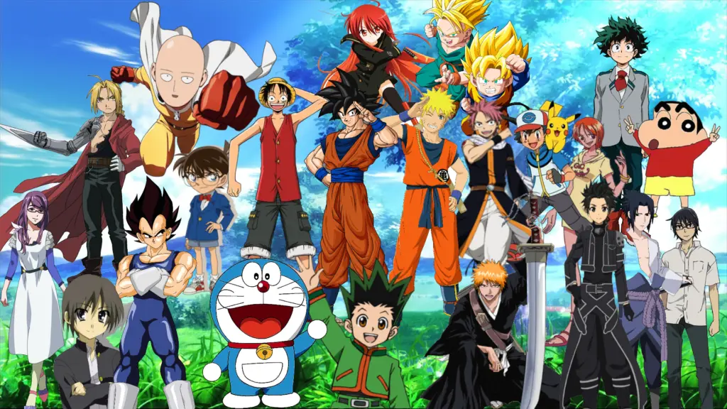 Ilustrasi berbagai karakter anime Berbagai karakter anime