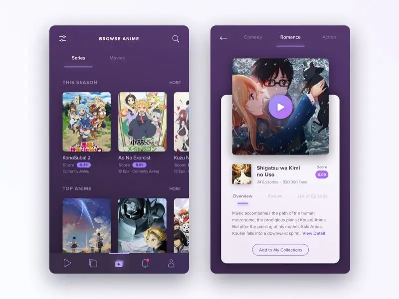 Contoh antarmuka aplikasi streaming anime yang nyaman Antarmuka aplikasi streaming anime