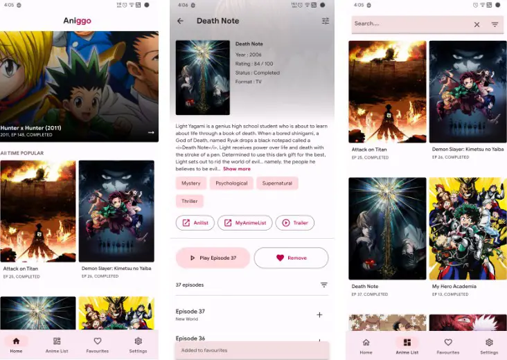 Contoh antarmuka aplikasi streaming anime yang bagus Antarmuka aplikasi streaming anime