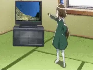 Menikmati Anime di Rumah Ilustrasi karakter anime menonton televisi