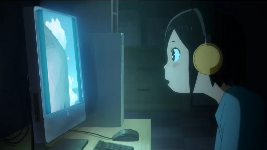 Nikmati Anime dengan Nyaman Gambar karakter anime menonton televisi dengan nyaman