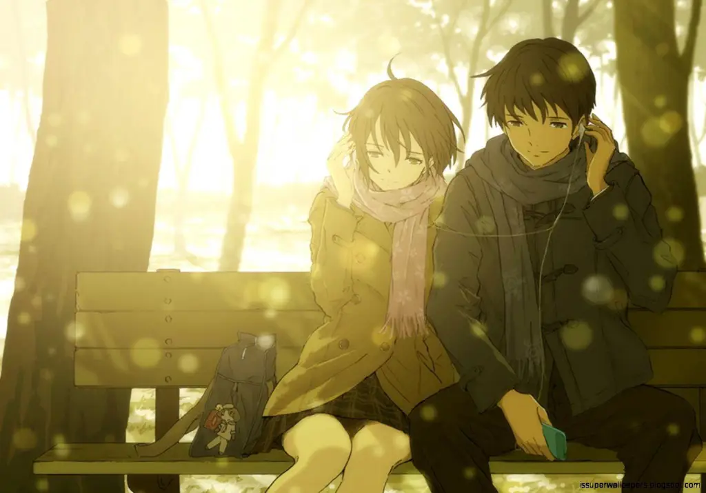 Pasangan Romantis dalam Amai Choubatsu Pasangan anime romantis sedang berpelukan