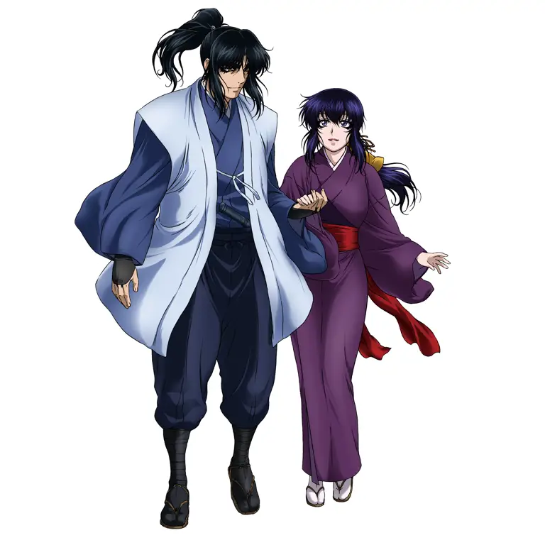 Oboro dan Gennosuke: Cinta di Tengah Perang Gambar Oboro dan Gennosuke dari anime Basilisk