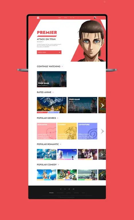 Contoh tampilan situs streaming anime legal Antarmuka situs streaming anime