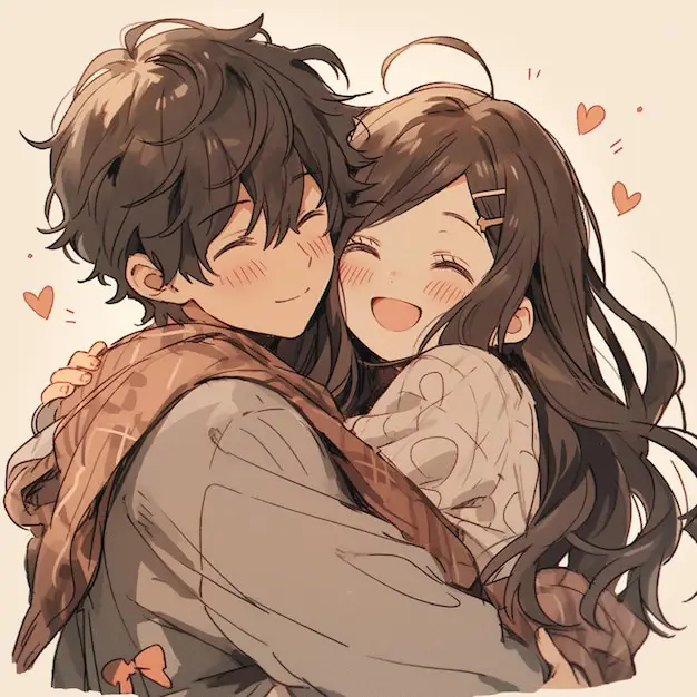 Ilustrasi pasangan bahagia dari anime Pasangan anime yang bahagia